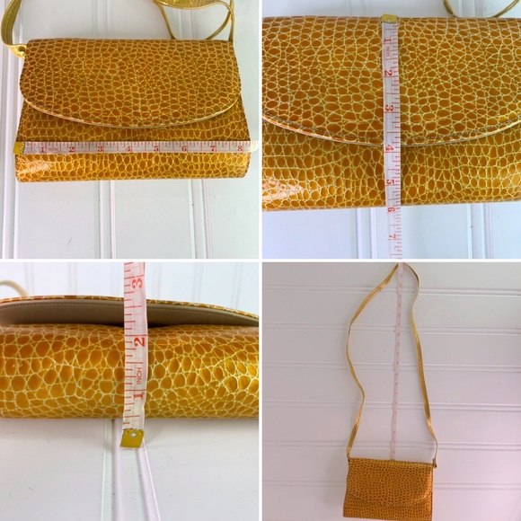F.X LASALLE CROC YELLOW CROSSBODY CLUTCH SMALL BAG ANIMAL PRINT SHOULDER BAG - Picture 12 of 17